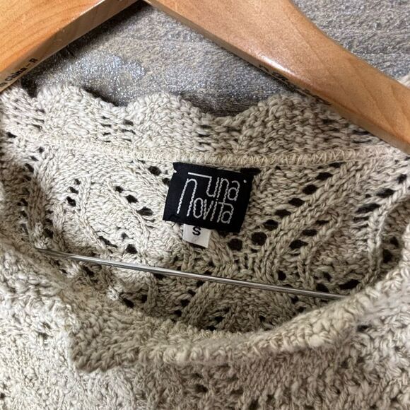 Vintage 90s small cream crochet sweater long tunic - Picture 3 of 6